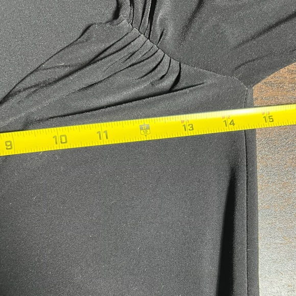 Norma Kamali Black Stretch Sweetheart Wrap Dress Size Small Tie Waist LBD Goth - Picture 9 of 10